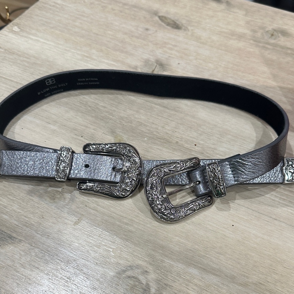 B-Low Silver Double Buckle Women's Belt